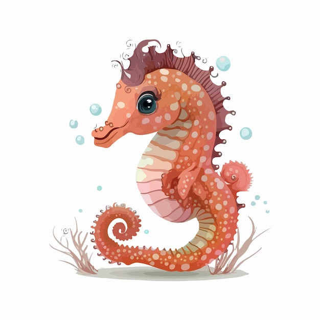 Vector cute seahorse cartoon style