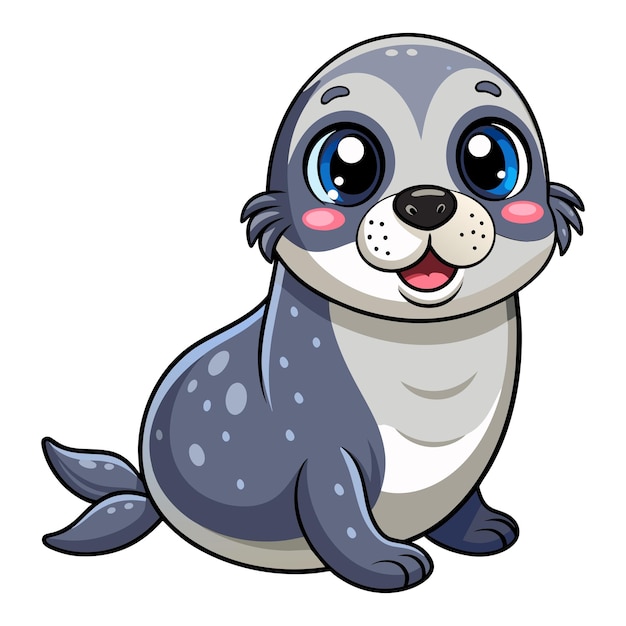 Vector of cute seal cartoon illustration on white