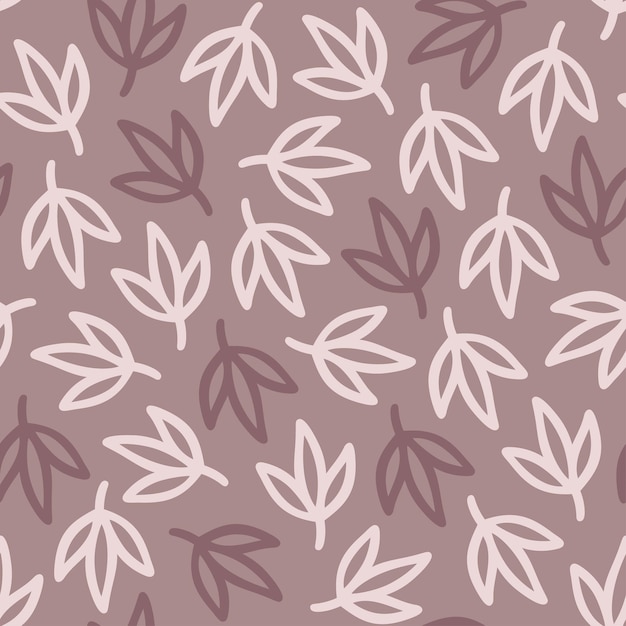 Vector cute seamless pattern with abstract branches on beige background