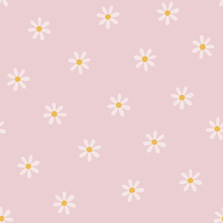 Vector カモミールの花とパステルピンクの背景を持つベクトルかわいいシームレスパターン