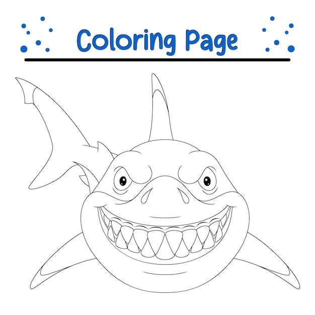 Vector Cute Shark coloring for children sea animal coloring book