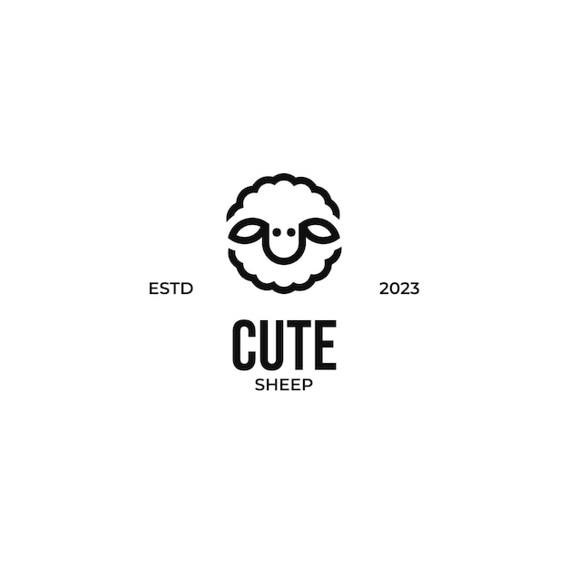 Vector cute pecore logo design illustrazione vettoriale