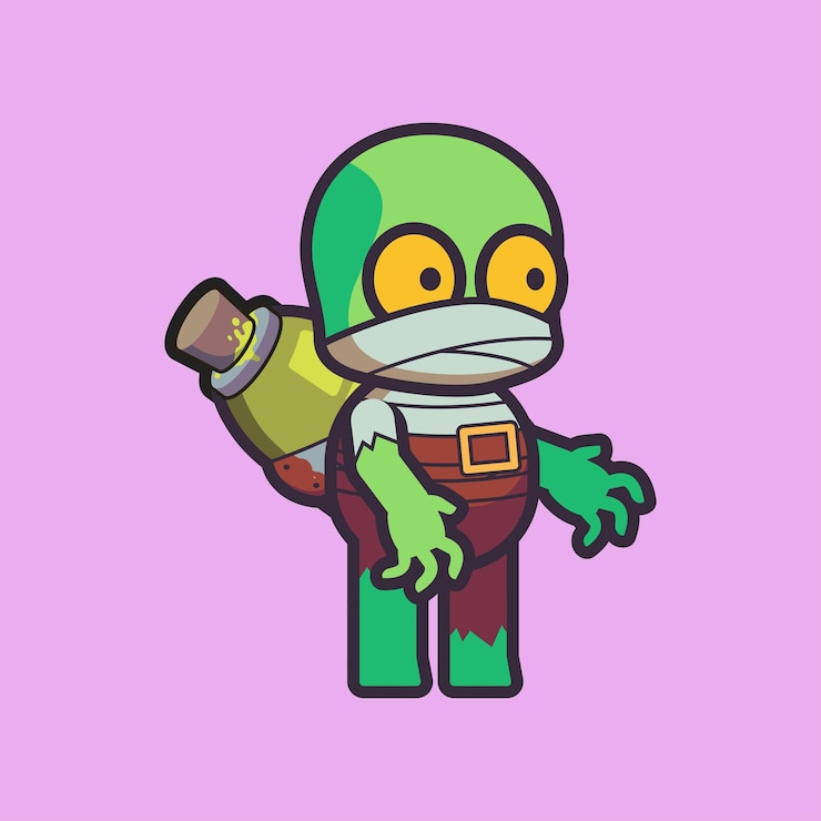 Vector vector cute single zombie character cartoon vector icon illustration