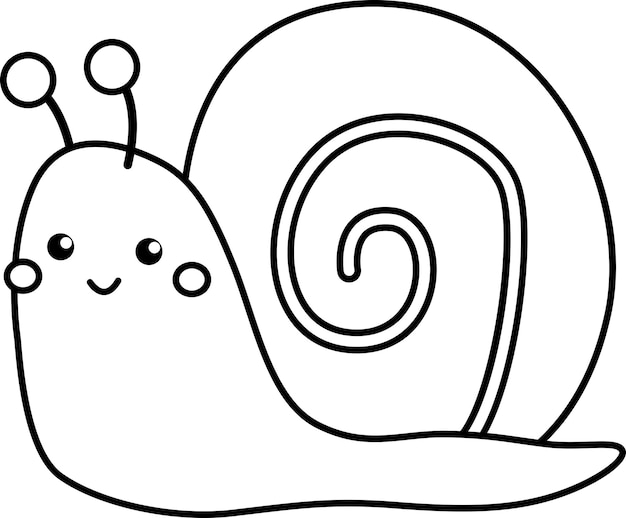 a vector of a cute snail in black and white coloring