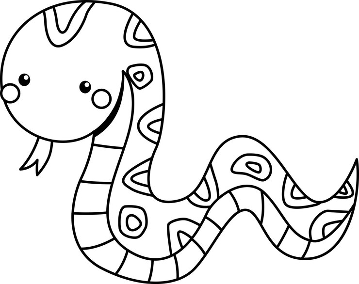 Vector a vector of a cute snake in black and white coloring