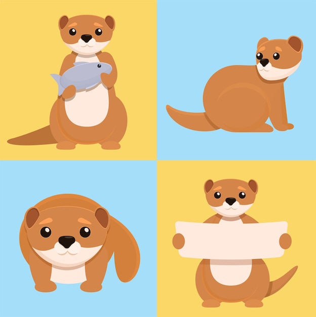 Vector cute squirrel cartoon set