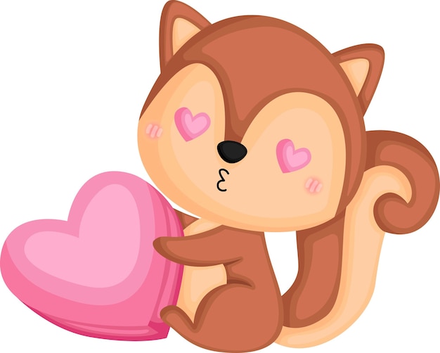 a vector of a cute squirrel in love