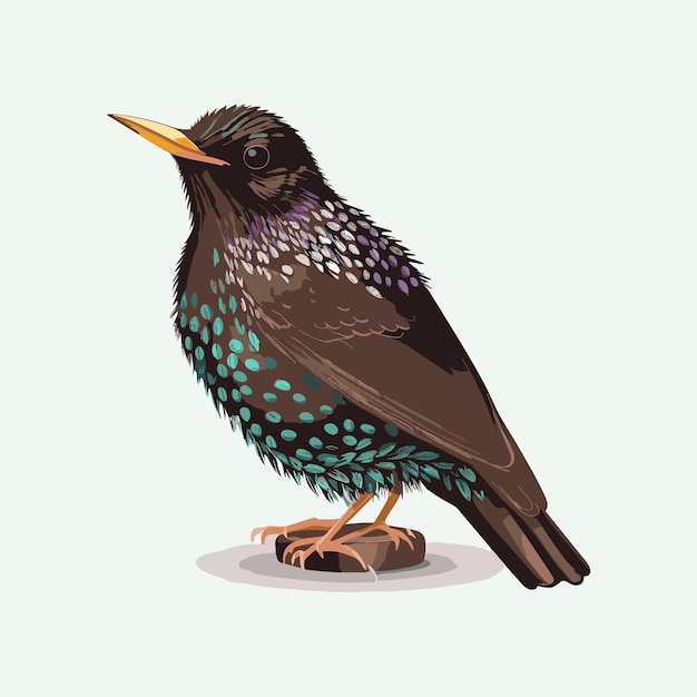 Vector vector cute starling cartoon style