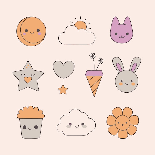 Vector vector cute sticker collections