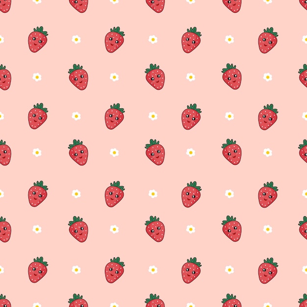 Vector vector cute strawberry seamless pattern