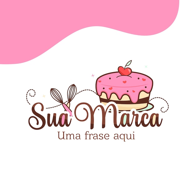 Vector cute sugar cake logo vector illustration