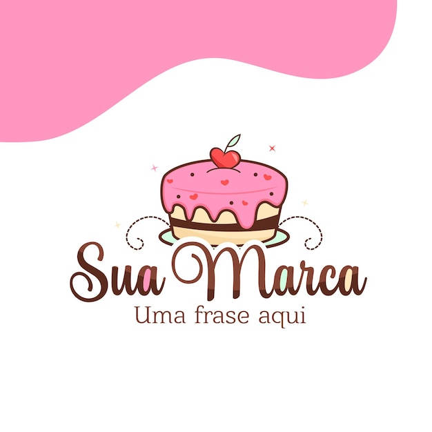 Vector cute sugar cake logo vector illustration