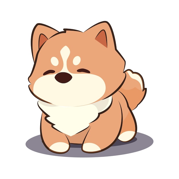 Vector cute thinking dog Shiba Inu cartoon illustration
