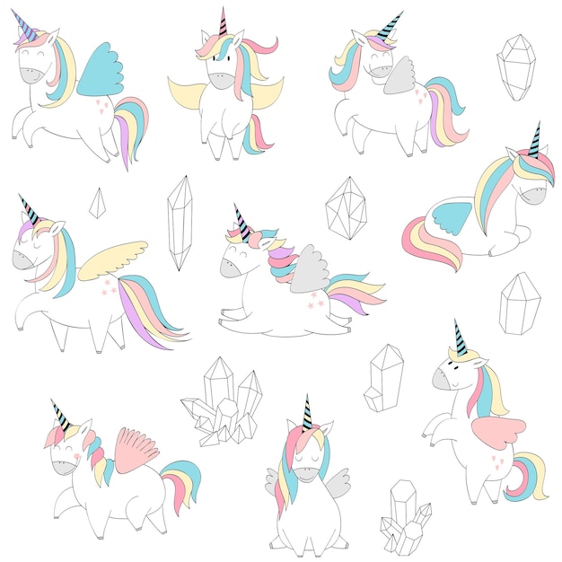 Vector vector cute unicorns