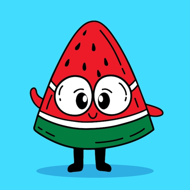 Vector cute watermelon mascot vector illustration