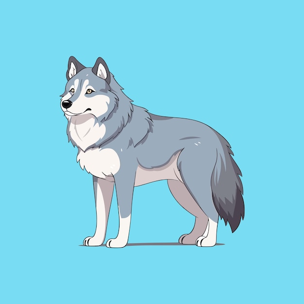 Vector vector cute wolf in flat cartoon style