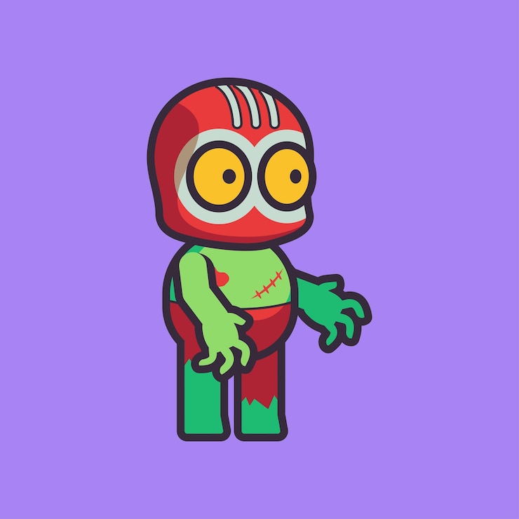 Vector vector cute wrestler zombie character cartoon vector icon illustration