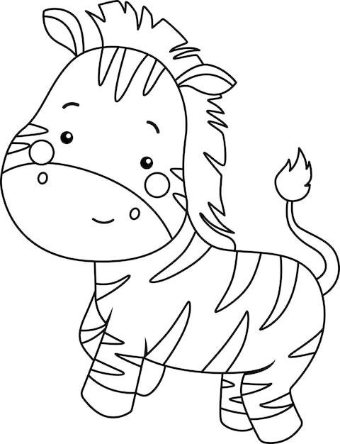A vector of a cute zebra in black and white coloring