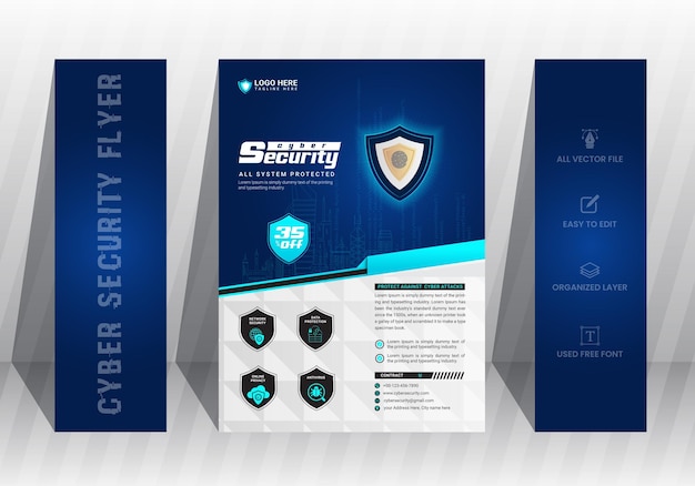 vector cyber security flyer template