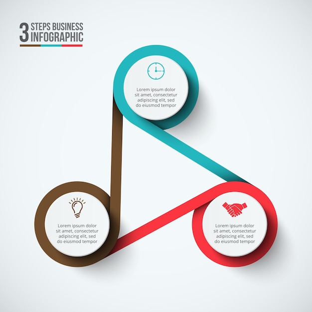 Vector cycle infographic with 3 options parts steps or processes