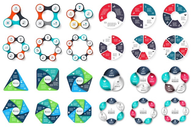 Vector vector cycle infographics elements set circles geometric and abstract templates