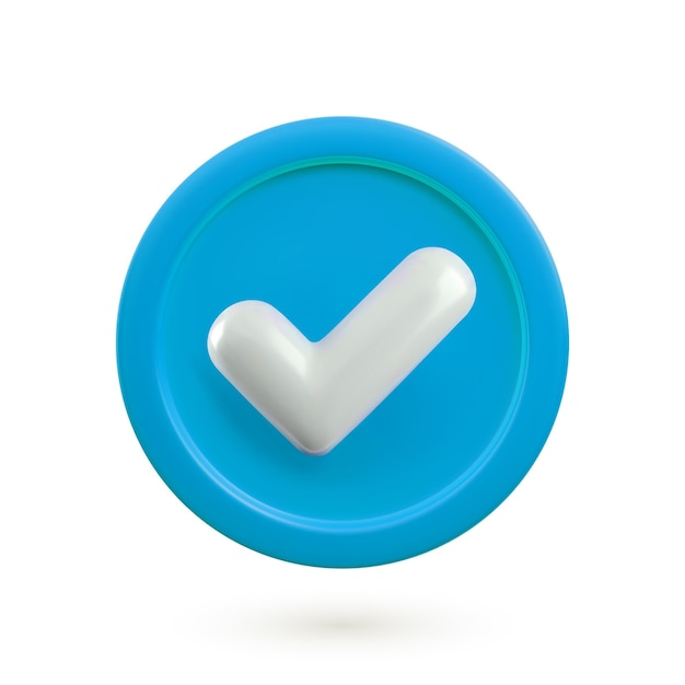 Vector vector d check mark realistic icon trendy plastic blue checkmark select icon with shadow isolated on