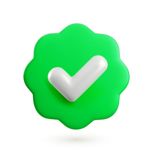 Vector d checkmark realistisch pictogram trendy plastic groen ronde golvende badge met checkmark goedgekeurd