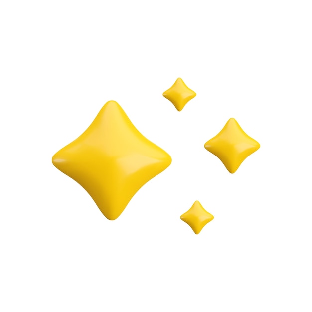 Vector d gold sparkle star icon on white background cute realistic cartoon d render glossy yellow
