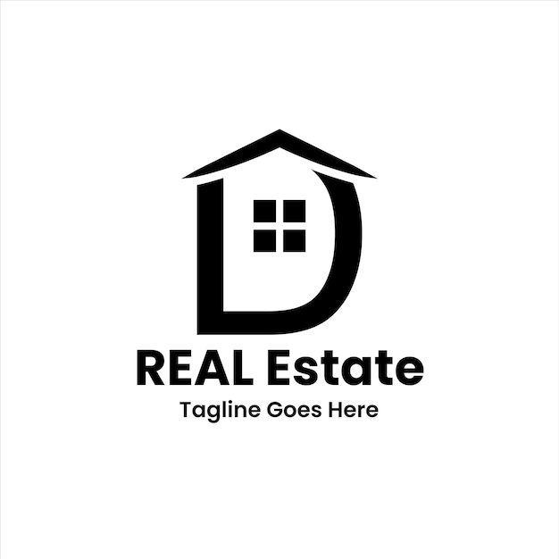 Vector D letter real estate logo design