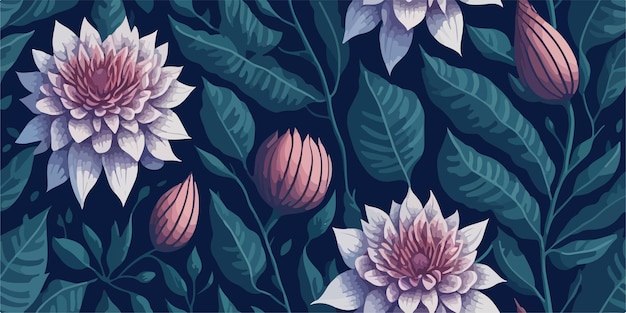 Vector Dahlia Watercolor Soft and Dreamy Floral Patterns