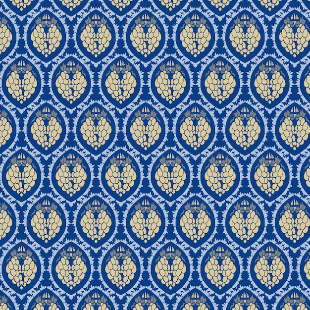 Vector Damask pattern fruit background