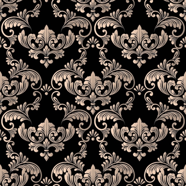 Vector damask seamless pattern background classical luxury old fashioned damask ornament royal victorian seamless texture for wallpapers textile wrapping exquisite floral baroque template