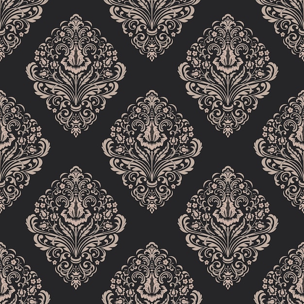 Vector damask seamless pattern background classical luxury old fashioned damask ornament royal victorian seamless texture for wallpapers textile wrapping exquisite floral baroque template