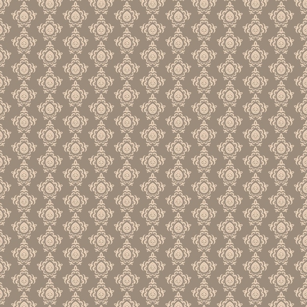 Vector damask seamless pattern brown background vintage wallpaper