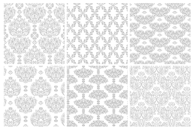 터 damask 빈티지 바로크 장식 레트로 패턴 고대 스타일 무 꽃 패턴 로열