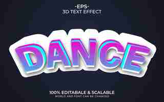 Vector vector dance text effect 3d dance party color red and gold typograpy