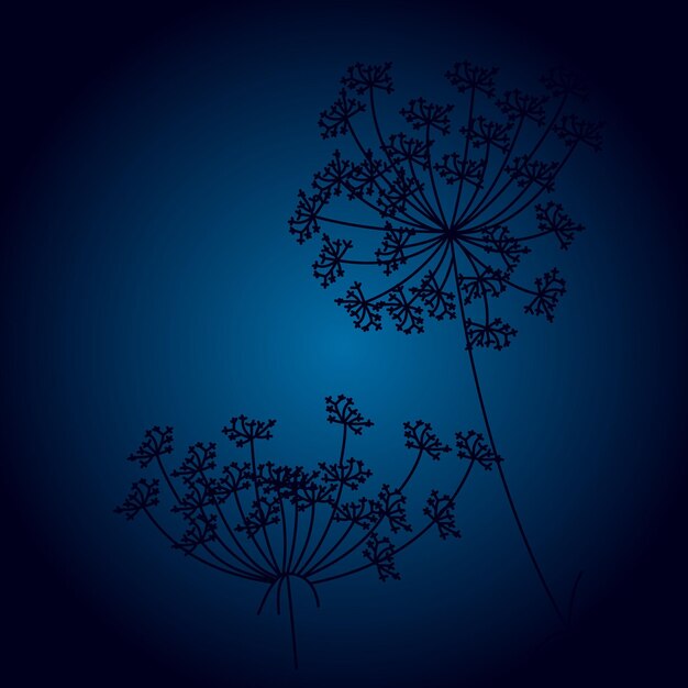 Vector vector dandelions with flying seeds fluffy dandelion flower silhouettes spring season flowers