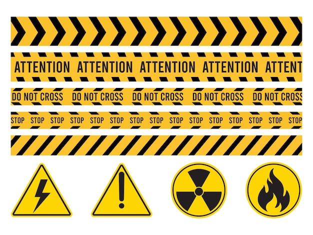 Vector danger ribbon sign set on white background