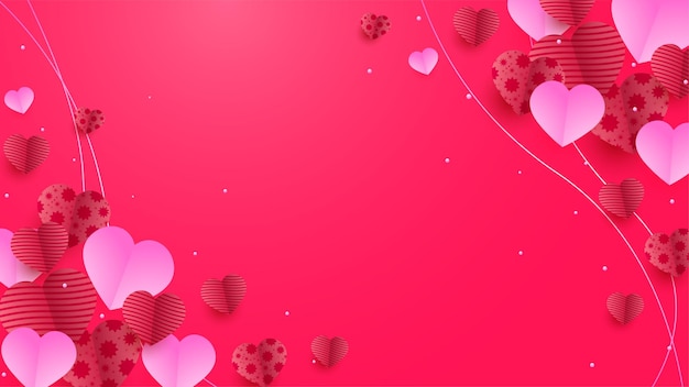 Vector dangling hearts shapes texture wave pink background