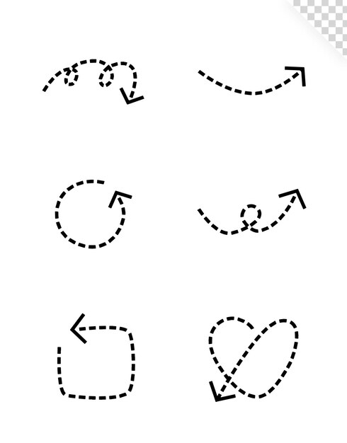 vector dashed arrow curve heart circle