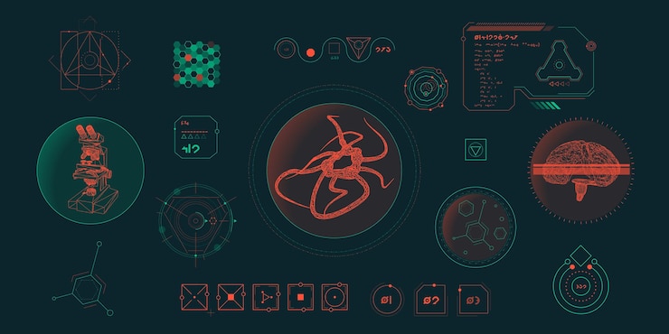 Vector vector data elements for scifi interface infographics