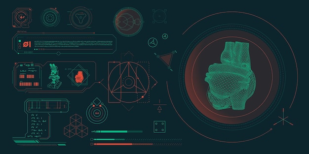 Vector data elements for scifi interface infographics