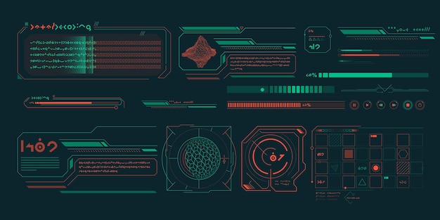 องค์ประกอบข้อมูลเวกเตอร์สำหรับอินโฟกราฟิกอินเทอร์เฟซ Sci-Fi