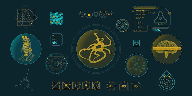 Vector data elements for scifi interface infographics