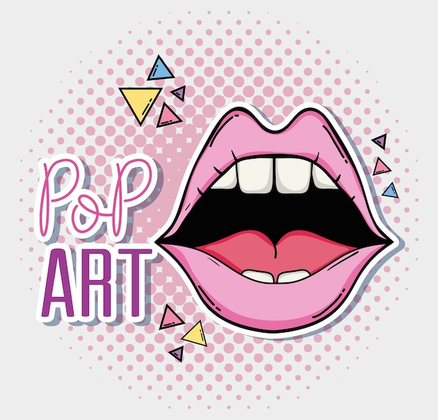 Vector de illustratie grafisch ontwerp van pop-art sexy lippenbeeldverhalen