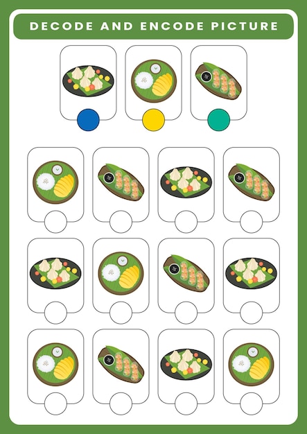 Vector decode and encode worksheet for kids