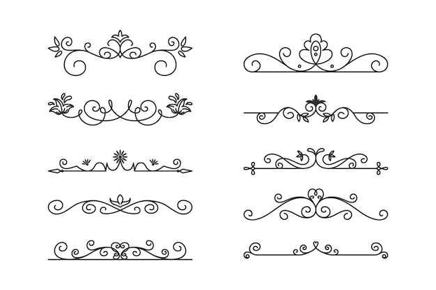 Vector decoratieve lineaire randen instellen Vintage frame ontwerpelementen filigraan decoratieve randen pagina decoraties Dividers