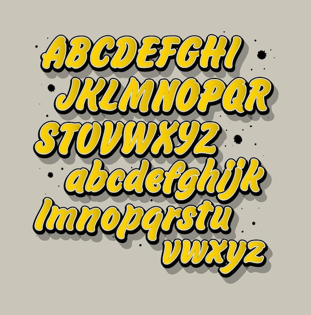 Vector vector decorative cartoon font handdrawn abc set handwritten alphabet vector cursive font for po