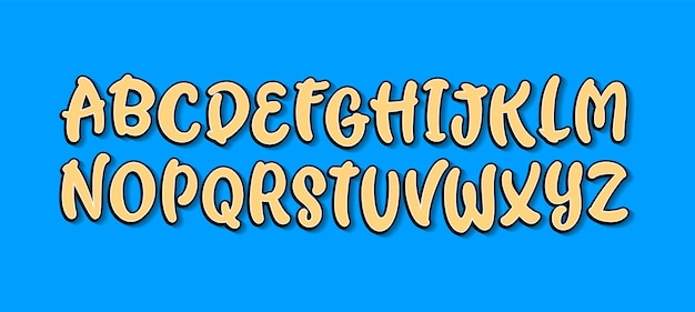 Vettore font di cartoni animati decorativi vettoriali set abc disegnato a mano alfabeto scritto a mano vector cursive font per po