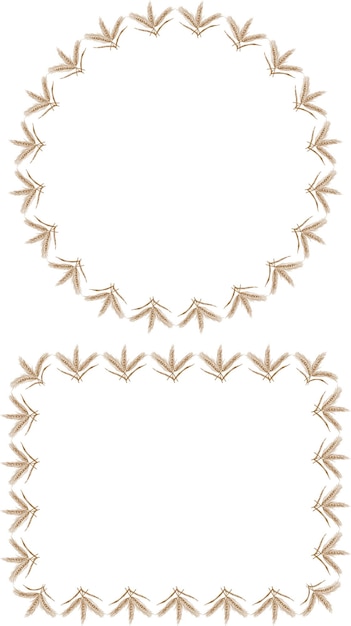 Vector decorative frames from ripe wheat ears